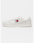 Tommy Jeans Pantofi sport de piele cu segment frontal perforat - Rosu/Alb fildes/Bleumarin