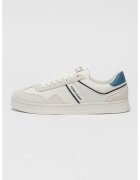 Tommy Jeans Pantofi sport de piele si piele ecologica cu sireturi - Albastru prafuit/Alb murdar