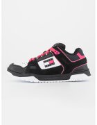 Tommy Jeans Pantofi sport de piele si piele intoarsa - Alb/Negru/Roz