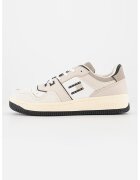 Tommy Jeans Pantofi sport de piele si piele intoarsa cu logo - Alb/Grej
