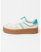 Tommy Jeans Pantofi sport flatform din piele - Caramel/Alb murdar/Verde menta