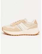 Tommy Jeans Pantofi sport low-cut cu talpa wedge si segmente din piele intoarsa - Alb/Bej