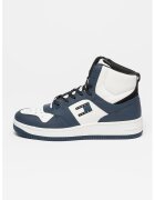 Tommy Jeans Pantofi sport mid-high de piele cu detalii contrastante - Alb/Bleumarin