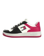 Tommy Jeans Pantofi sport wedge de piele cu design colorblock - Alb/Negru/Roz