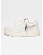 Tommy Jeans Pantofi sport wedge de piele cu detalii perforate - Alb murdar