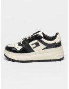 Tommy Jeans Pantofi sport wedge de piele cu garnituri contrastante - Alb/Negru