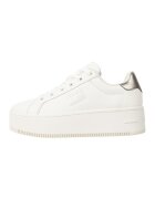 Tommy Jeans Pantofi sport wedge de piele cu garnituri din material sintetic - Auriu/Alb murdar