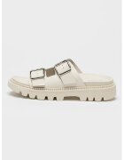 Tommy Jeans Papuci din piele cu catarame - Alb murdar