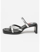 Tommy Jeans Papuci din piele cu toc The Soho - Argintiu