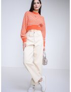 Tommy Jeans Pulover crop cu detaliu logo - Alb/Portocaliu