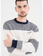 Tommy Jeans Pulover cu decolteu la baza gatului si imprimeu logo - Alb/Bleumarin
