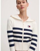 Tommy Jeans Pulover cu fermoar si imprimeu in dungi - Bej