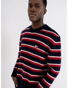 Tommy Jeans Pulover lejer din amestec de lana alpaca cu dungi - Rosu/Bleumarin