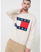 Tommy Jeans Pulover regular fit cu logo supradimensionat - Rosu/Bej deschis/Bleumarin