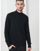 Tommy Jeans Pulover slim fit din bumbac organic cu guler inalt - Negru