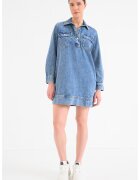 Tommy Jeans Rochie-camasa mini din denim - Albastru melange