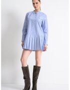 Tommy Jeans Rochie scurta cu pliuri si dungi - Alb/Albastru lavanda