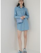 Tommy Jeans Rochie scurta din denim cu croiala dreapta si nasturi