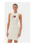 Tommy Jeans Rochie tricotata de dama - ecru - 88% viscoza - 12% poliester reciclat -
