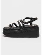 Tommy Jeans Sandale din piele cu talpa wedge - Negru