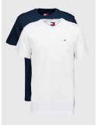 Tommy Jeans Set de tricouri de bumbac cu decolteu la baza gatului - 2 piese - Alb/Albastru ultramarin