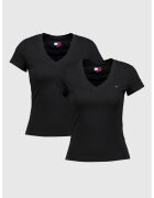 Tommy Jeans Set de tricouri din bumbac cu decolteu in V - 2 piese - Negru