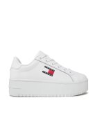 Tommy Jeans Tenisi dama - piele naturala - alb - platforma - inchidere cu sireturi