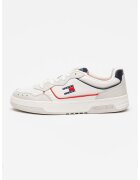 Tommy Jeans Tommy Hilfiger - Pantofi sport de piele cu garnituri contrastante si talpa cupsole - Alb/Gri deschis/Bleumarin
