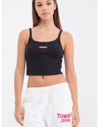 Tommy Jeans Top crop cu detaliu cu logo discret - Negru