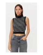 Tommy Jeans Top cu guler inalt si imprimeu logo - bumbac - negru/gri