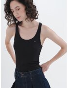 Tommy Jeans Top slim fit din amestec de modal - Negru