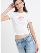 Tommy Jeans Tricou crop cu detaliu logo - Alb