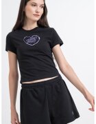 Tommy Jeans Tricou crop cu detaliu logo - Negru/Albastru lavanda