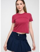 Tommy Jeans Tricou crop cu logo - Rosu inchis