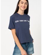 Tommy Jeans Tricou crop din bumbac organic - Bleumarin