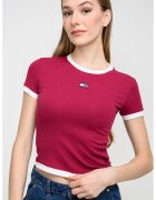 Tommy Jeans Tricou crop slim fit - Roz zmeuriu