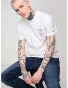 Tommy Jeans Tricou cu imprimeu si decolteu la baza gatului - Alb