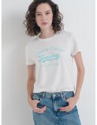 Tommy Jeans Tricou cu imprimeu text - Alb/Verde