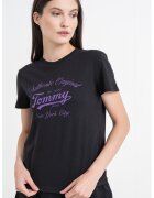 Tommy Jeans Tricou cu imprimeu text - Negru/Violet