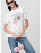 Tommy Jeans Tricou cu logo si imprimeu - Roz pastel/Negru stins/Alb murdar