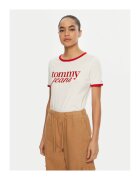 Tommy Jeans Tricou Dama - alb/rosu -
