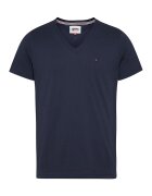 Tommy Jeans Tricou de bumbac organic cu decolteu in V - Albastru ultramarin