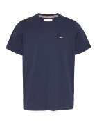 Tommy Jeans Tricou de bumbac organic cu decolteu la baza gatului - Bleumarin