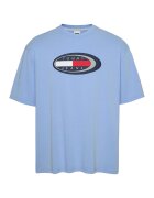 Tommy Jeans Tricou din bumbac cu imprimeu logo - Albastru deschis