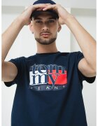 Tommy Jeans Tricou regular fit cu imprimeu grafic - Rosu/Bleumarin