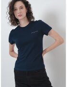 Tommy Jeans Tricou slim fit cu decolteu la baza gatului - Alb/Bleumarin