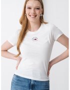 Tommy Jeans Tricou slim fit cu detaliu logo - Alb murdar