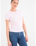 Tommy Jeans Tricou slim fit cu striatii - Roz deschis