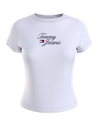 Tommy Jeans Tricou slim fit din amestec de bumbac organic - Alb