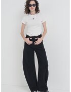Tommy Jeans Tricou slim fit din bumbac - Alb fildes/Negru